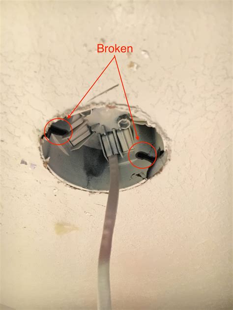 electrical junction box destroyed|broken light junction box ceiling.